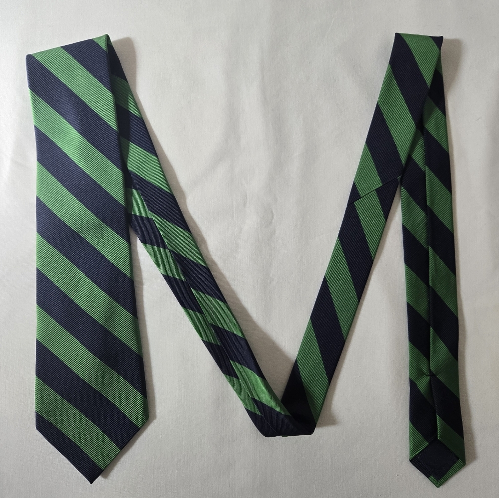Classic Striped Green and Navy Blue Tie